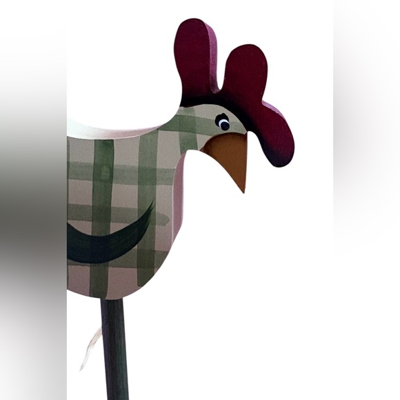 🔻Vintage🔻Handmade, Rustic Wooden Rooster Decor, 8.50’’, Beige & Green 🐔 - Picture 5 of 8
